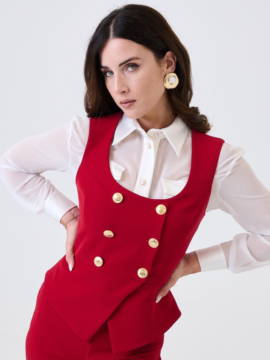 Gilet "penta" Silence Limited rosso con bottoni oro SD8002GOLD DARKRED Silence Limited 