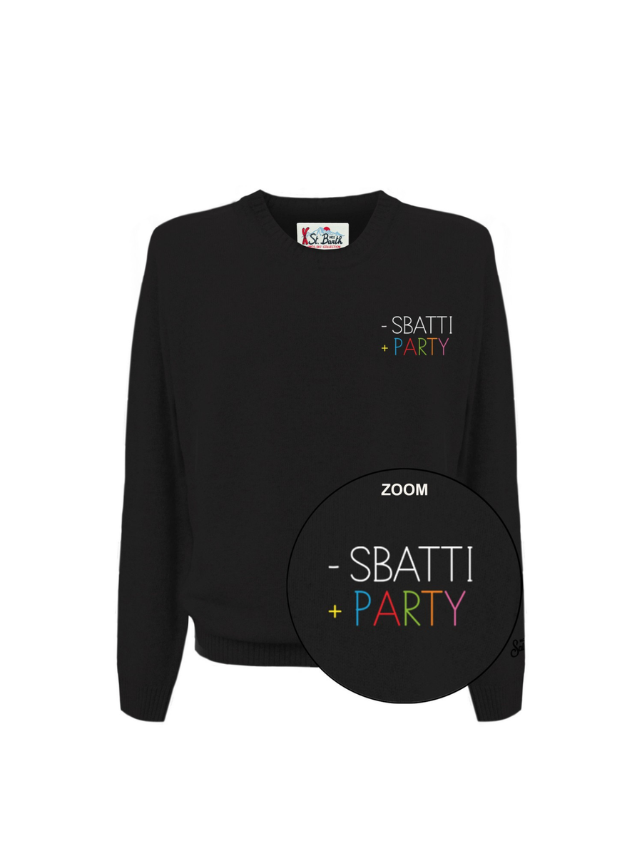Maglione "11" Saint Barth nero con scritta "- Sbatti + Party" HER0024 03463I MC2 SAINT BARTH 