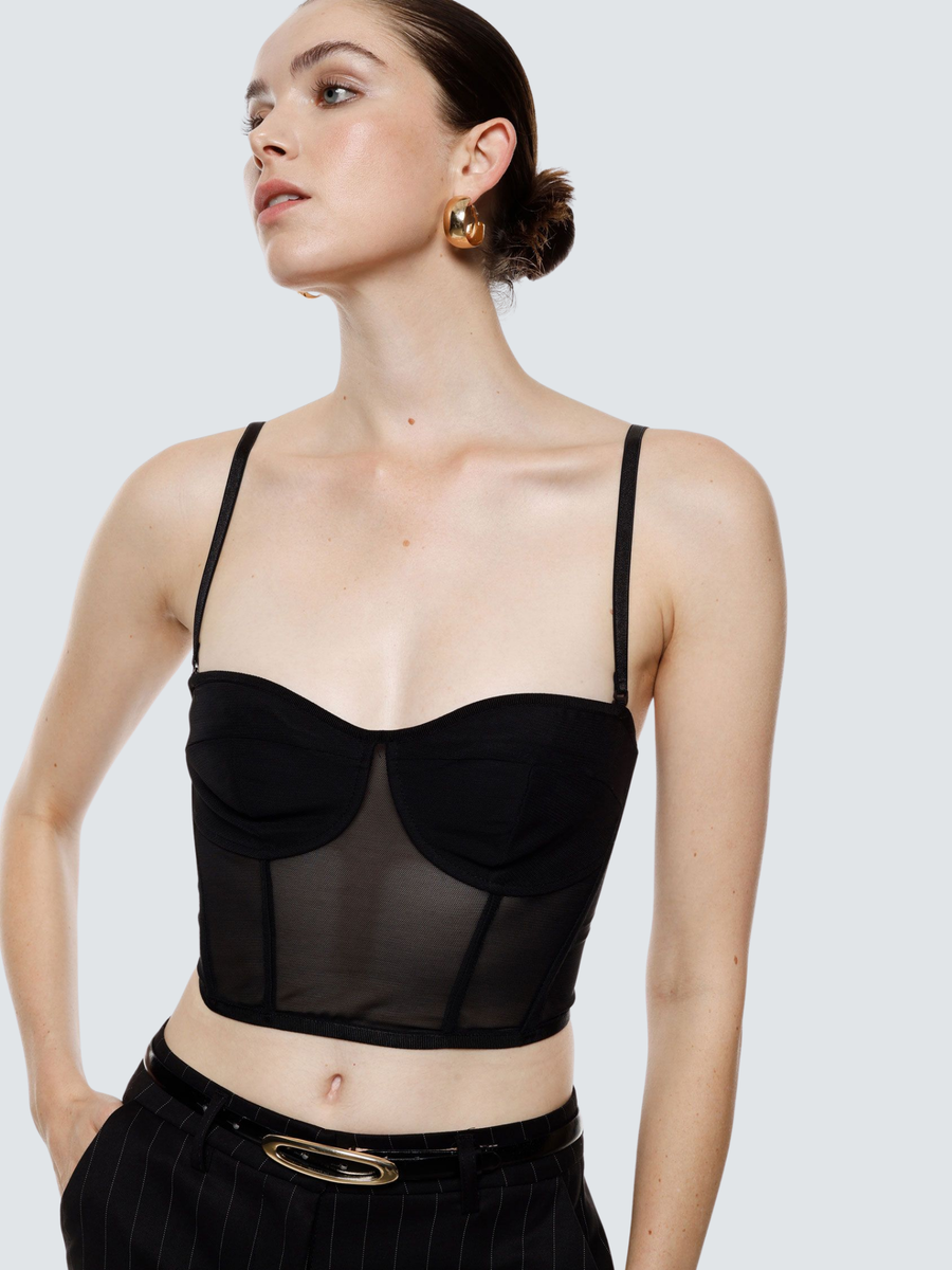 Top con spalline Imperial nero con dettagli strutturati RFN3KIR NE Imperial 