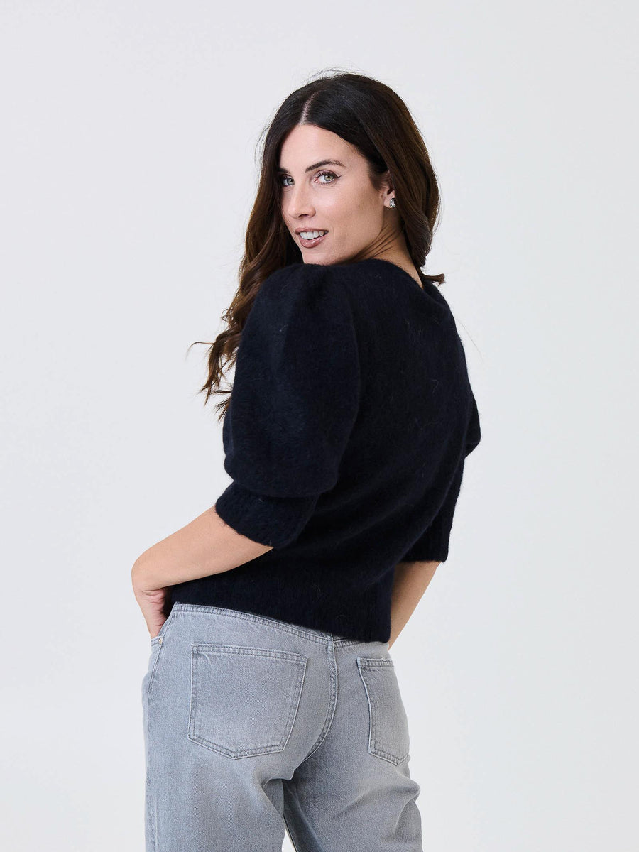 Cardigan Kontatto nero con maniche a palloncino 3M0873C NERO kontatto 