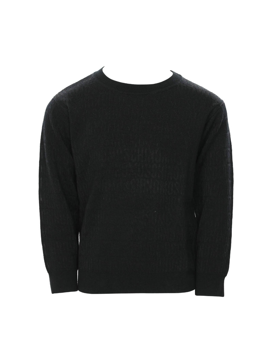 Maglioncino nero con logo lettering nero all over HTW00JLHE58 86195 Moschino 