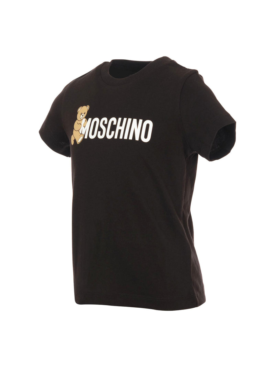 T-Shirt Moschino nera con girocollo a coste HPM058 60100 Moschino 