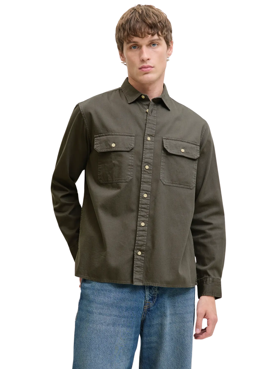 Camicia Jack & Jones verde oliva in denim 12269262 Dusty Olive Jack & Jones 