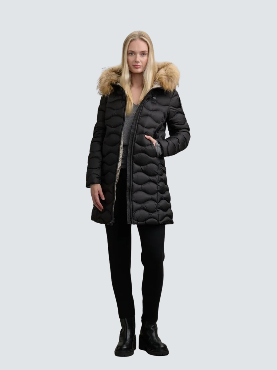 Giubbino lungo a onde con pelliccia "Lynel" Blauer nero BLDK03527 999EI Blauer 