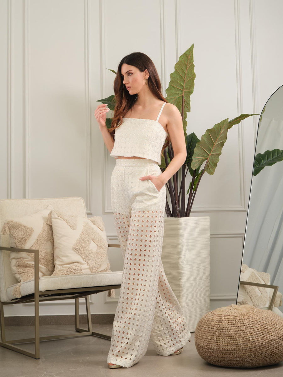 Pantalone "circle" Silence Limited avorio traforato PA273 UNI Silence Limited 