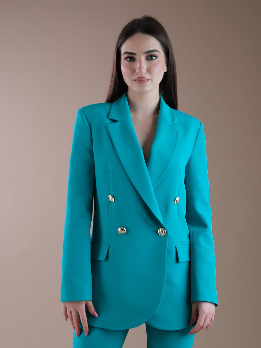 Giacca doppiopetto verde pavone CFC0117714003 B520 Rinascimento 