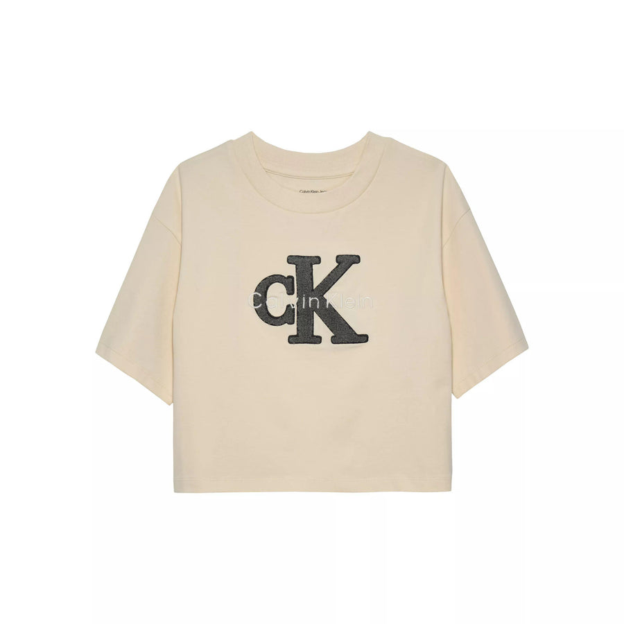 T-Shirt over Calvin Klein beige con logo lettering e monogram IG0IG03031J PGB Calvin Klein 