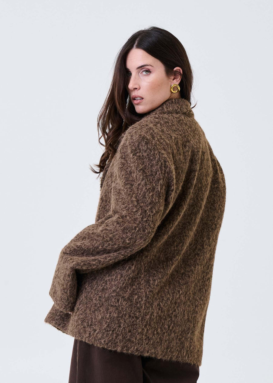 Cappotto Haveone moro in tessuto spazzolato KMIP063 MORO Haveone 