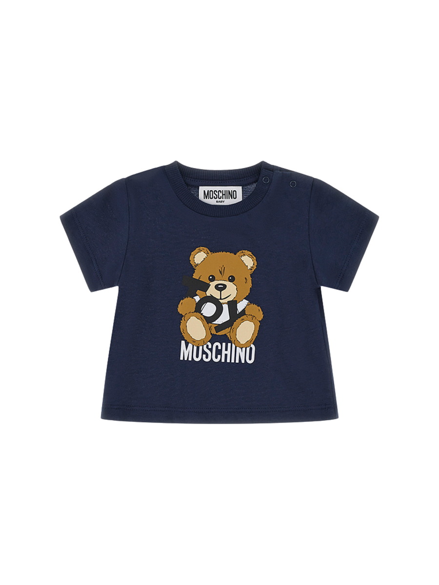 T-Shirt Moschino blu navy con teddy toy frontale MNM047 40016 Moschino 