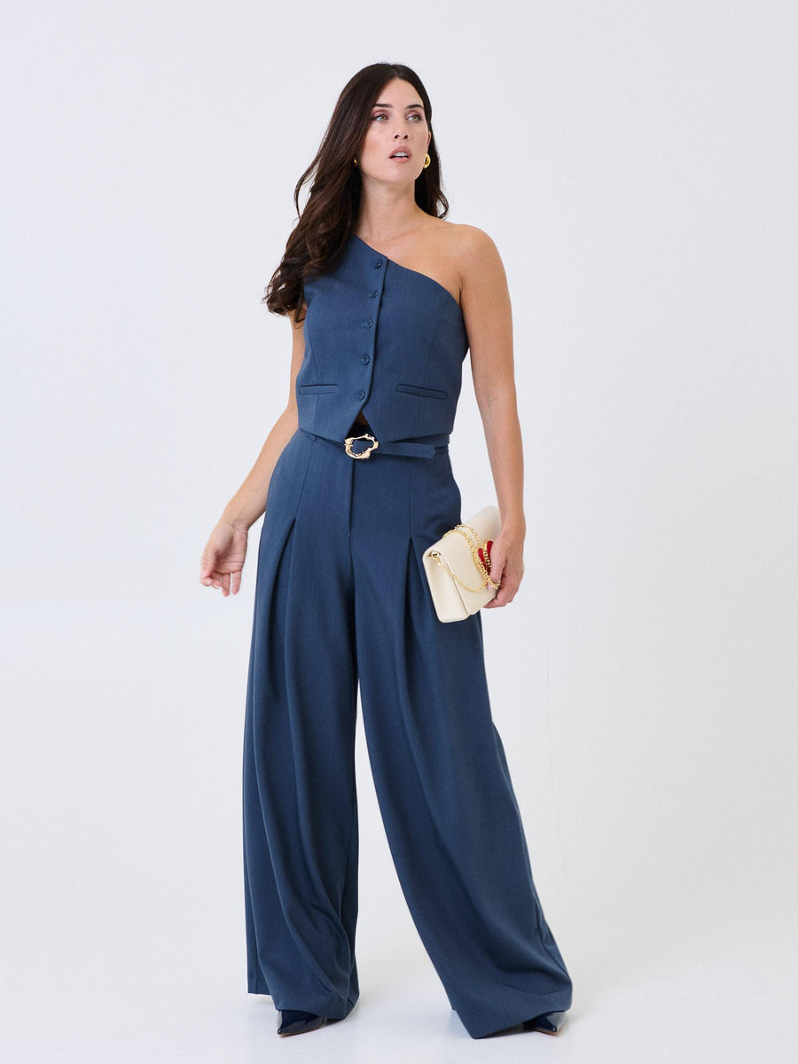 Gilet monospalla Imperial blu denim con bottoni LC88KBY BLU DENIM Imperial 