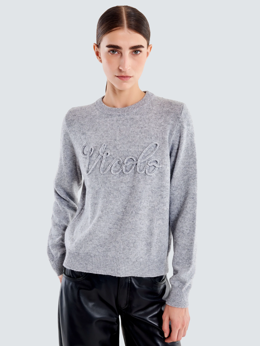 Pullover Vicolo grigio con ricamo 77210F GRIGIO Vicolo 