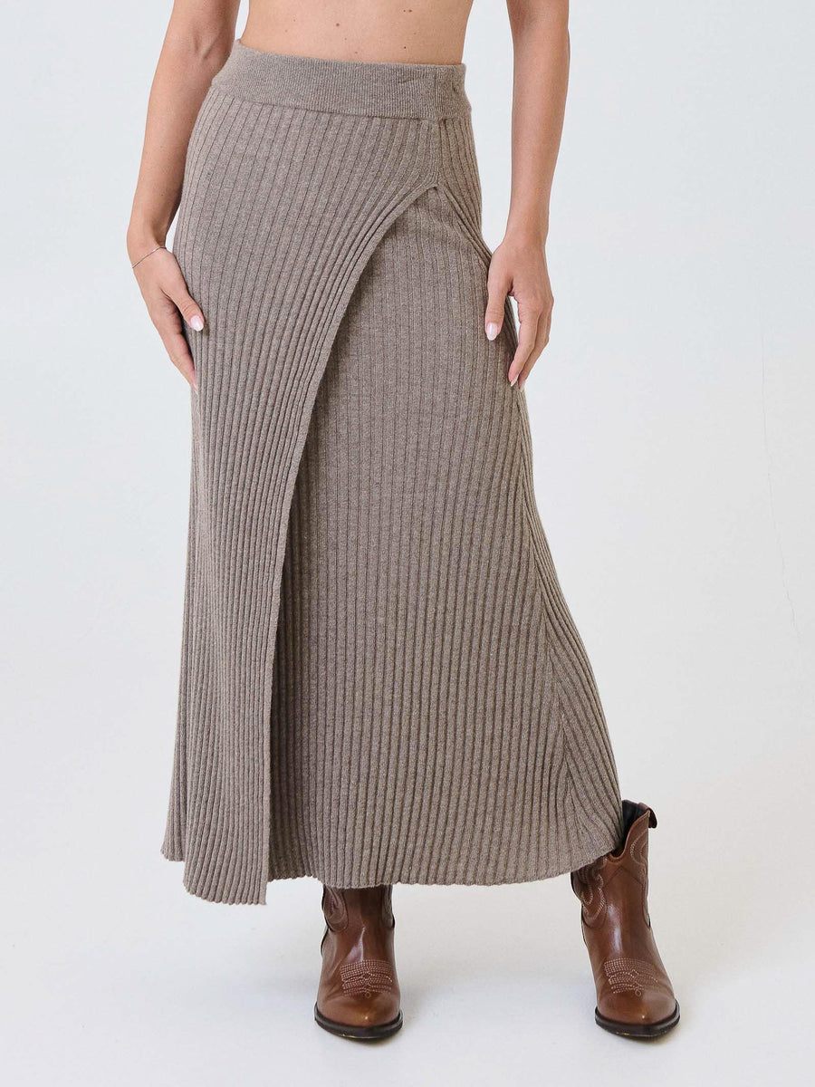 Gonna lunga Kontatto tortora con spacco 3M0955C TORTORA kontatto 