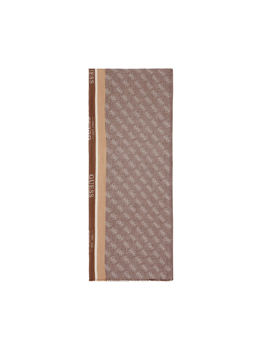 Sciarpa Guess marrone logata con fasce laterali a contrasto AM9565POL03 BRO Guess 