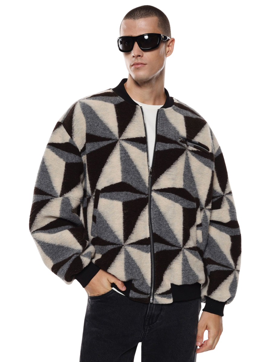 Giacca bomber Imperial grigio e moro con motivo geometrico VL37KBE GRIGIO/MORO Imperial 