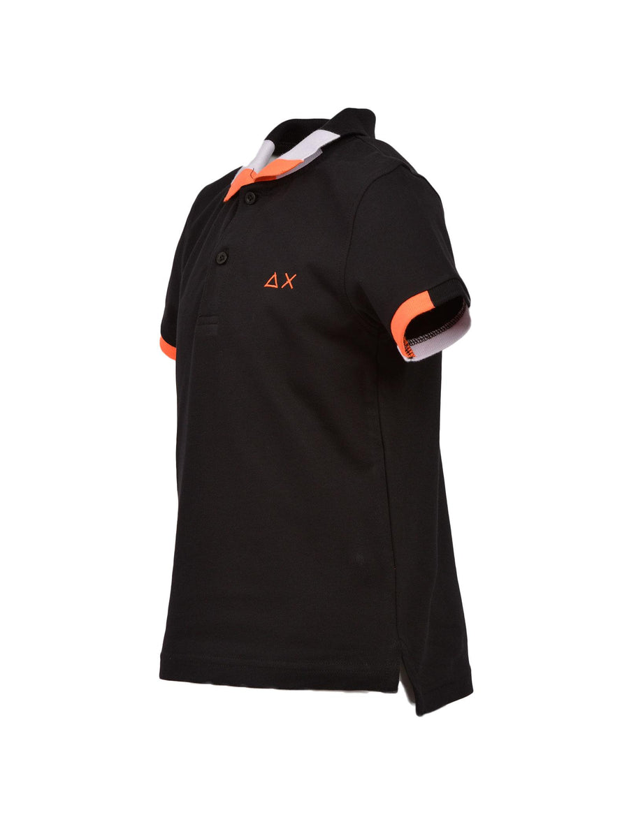Polo nera con ricamo arancio A32321 11 Sun68 