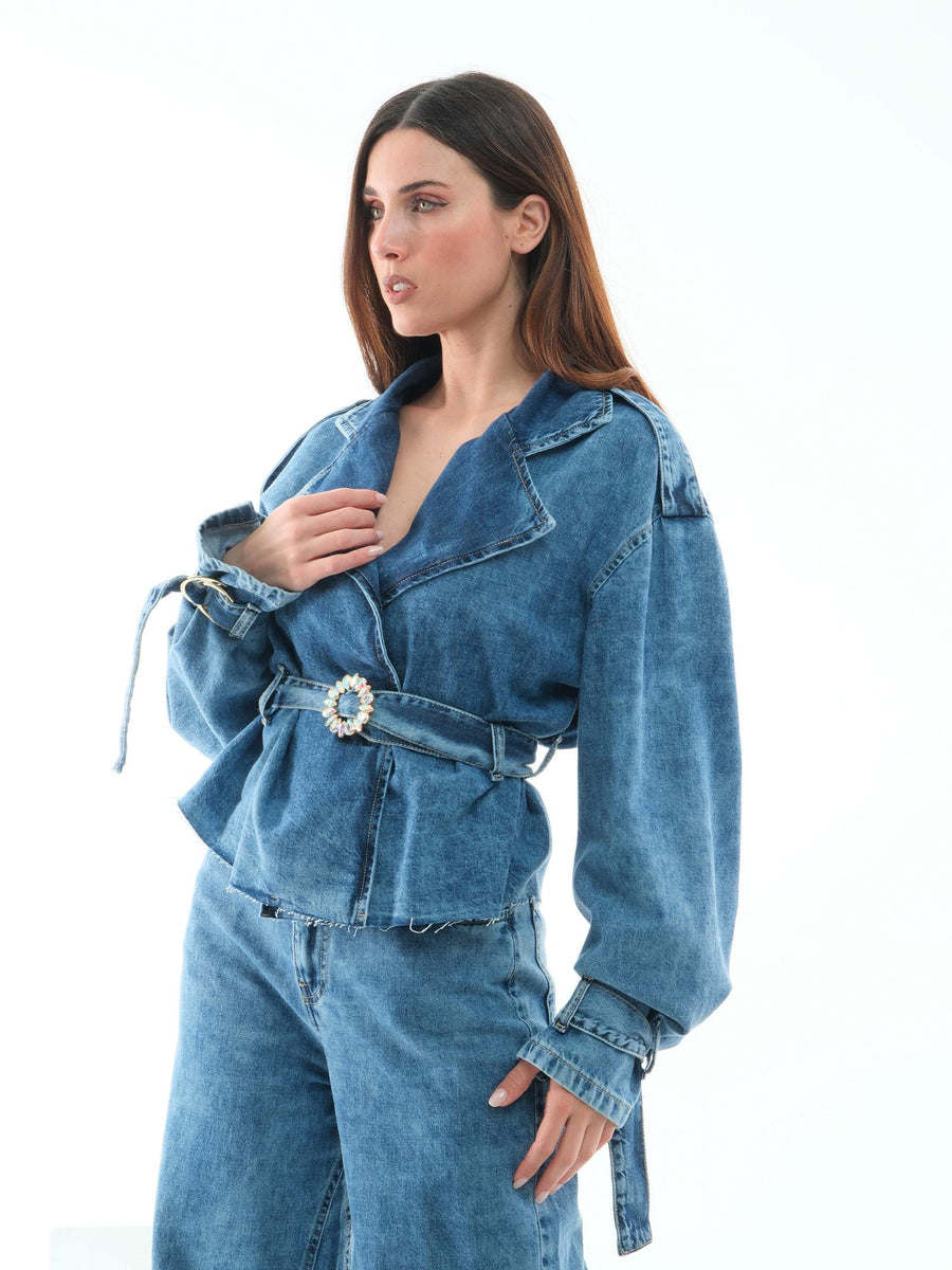 Giacca Silence Limited in denim con cintura gioiello SI05 UNI Silence Limited 