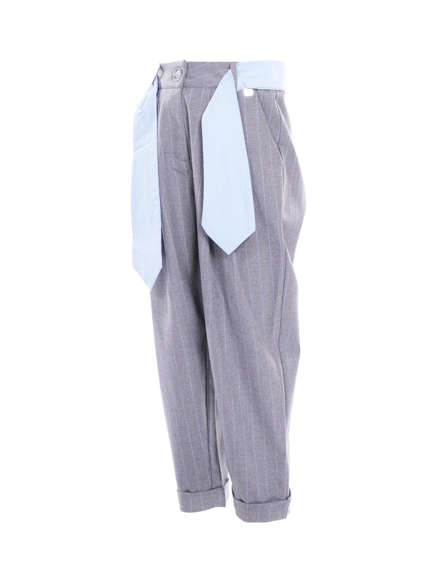 Pantalone Manila Grace taglio maschile grigio gessato MFJF24P140 GRIGIO Manila Grace 