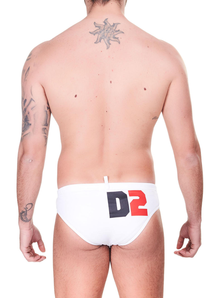 Costume slip bianco con logo D7B353600 100 Dsquared 