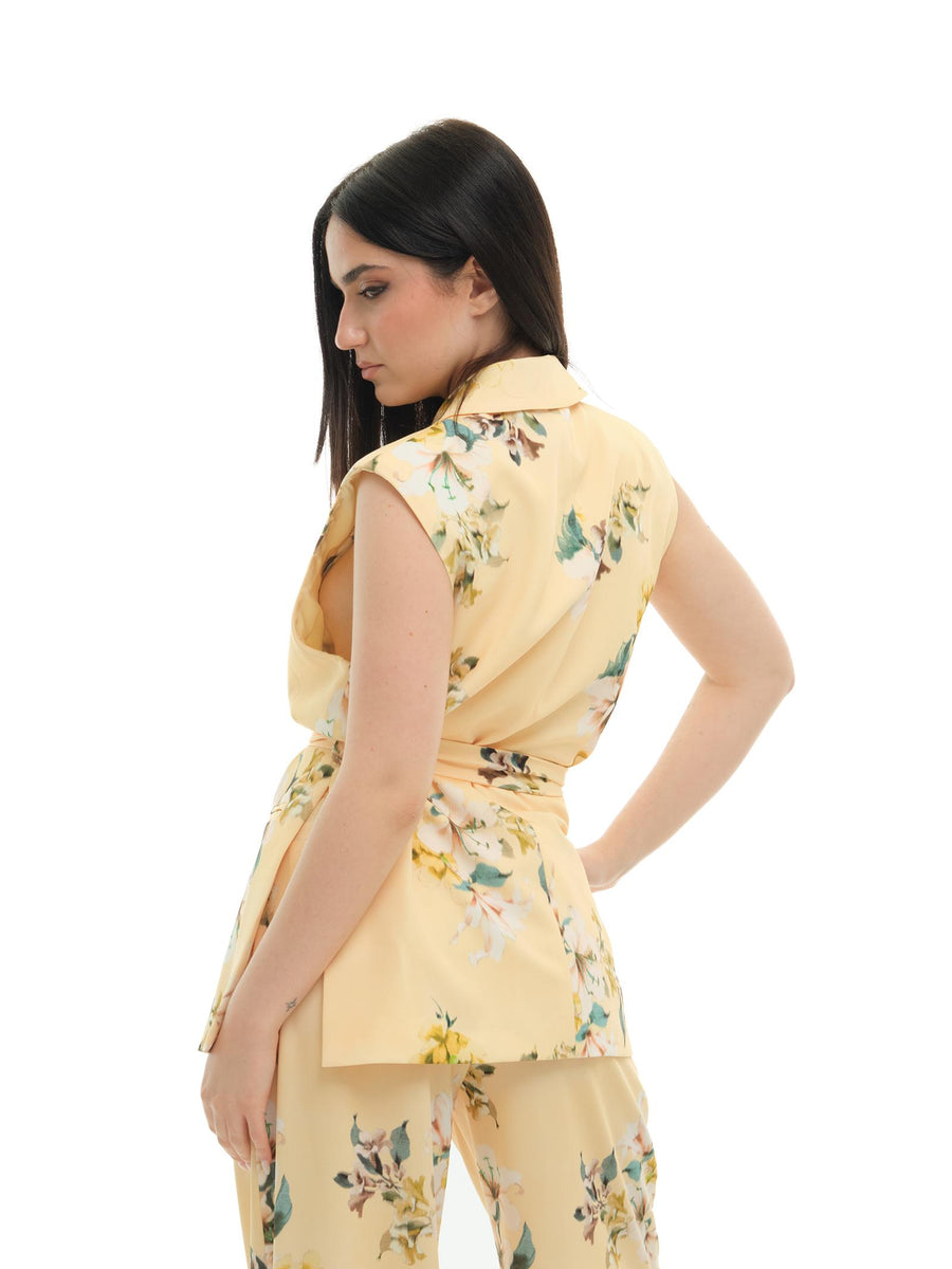 Gilet Vicolo in giallo a fantasia floreale TD2255 GIA Vicolo 