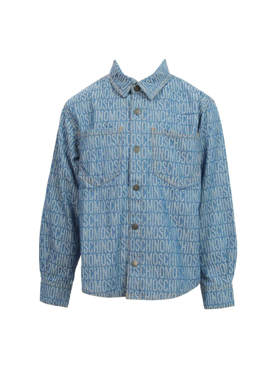 Camicia denim monogramma jacquard HUC014L0E27 86198 Moschino 