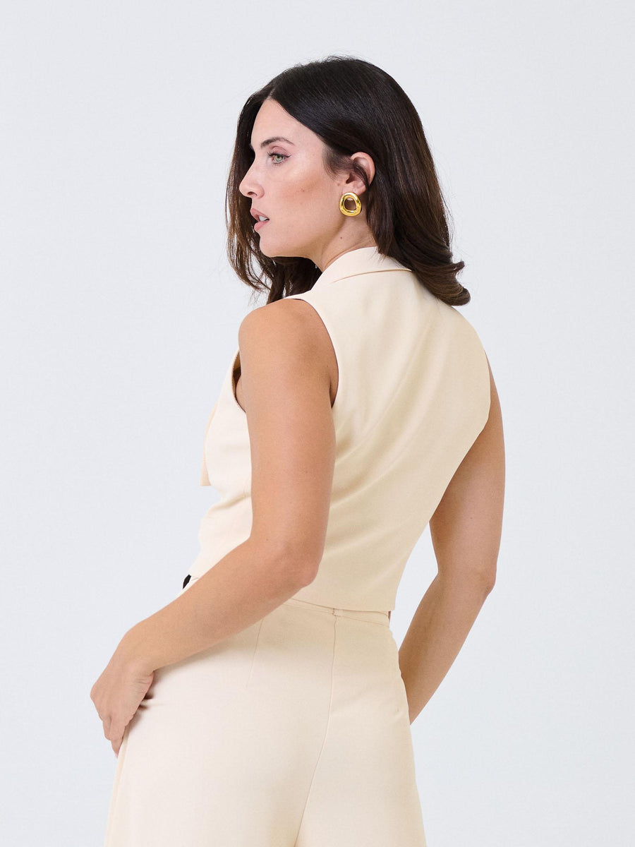 Gilet Imperial beige gesso con bottoni e tasche LC97KHX GESSO Imperial 