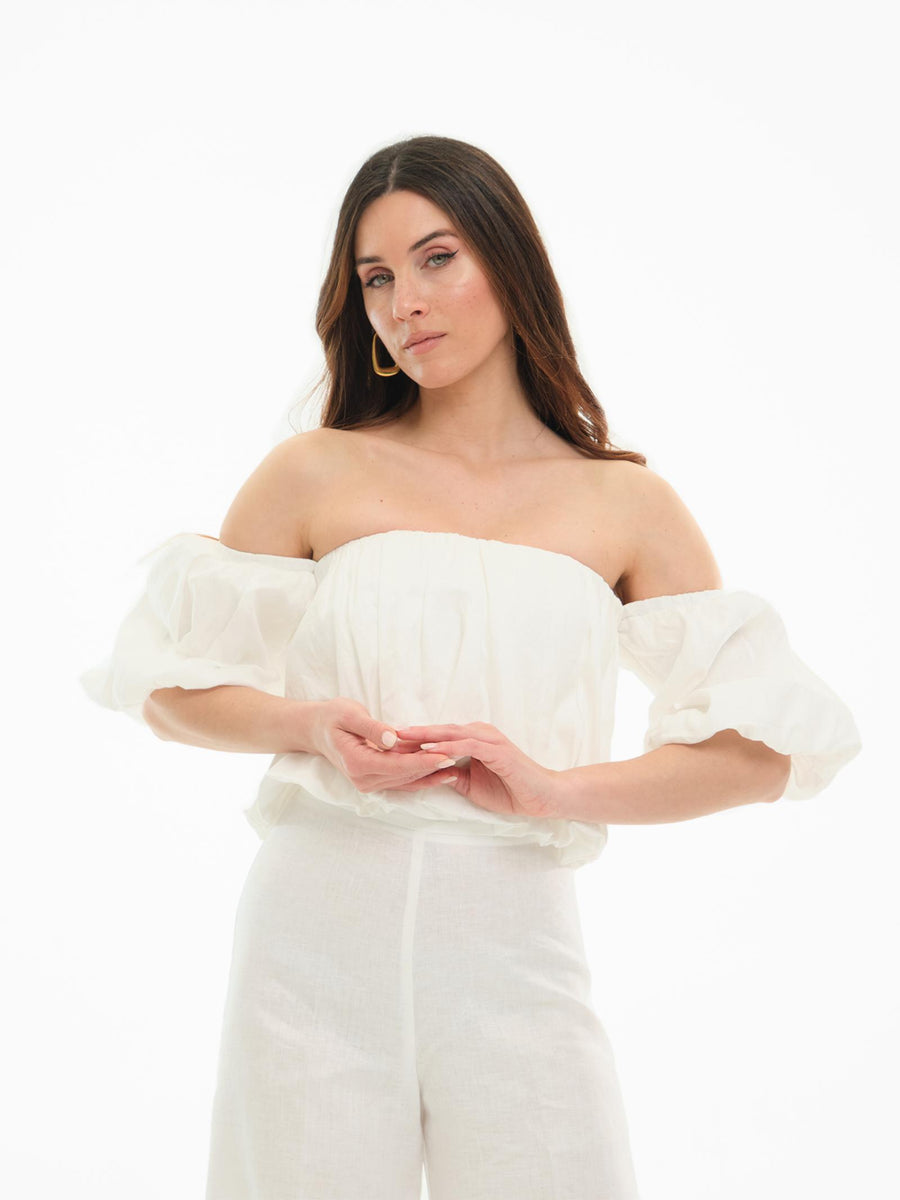 Top cropped Bohemian Vì bianco monospalla TOP201 OFF WHI Bohemian V 