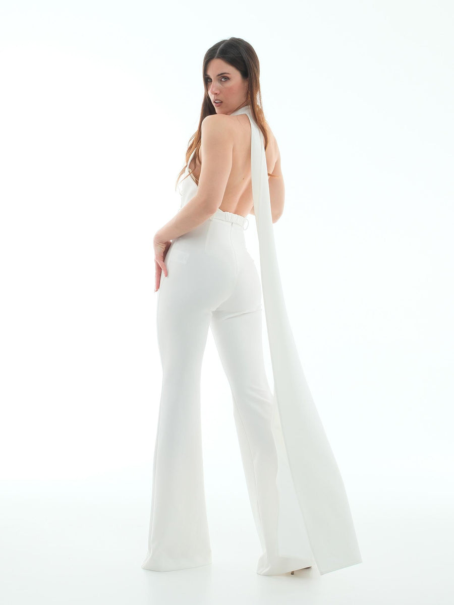 Jumpsuit Silence Limited bianca con cintura oro ad anello TU646 WHITE Silence Limited 