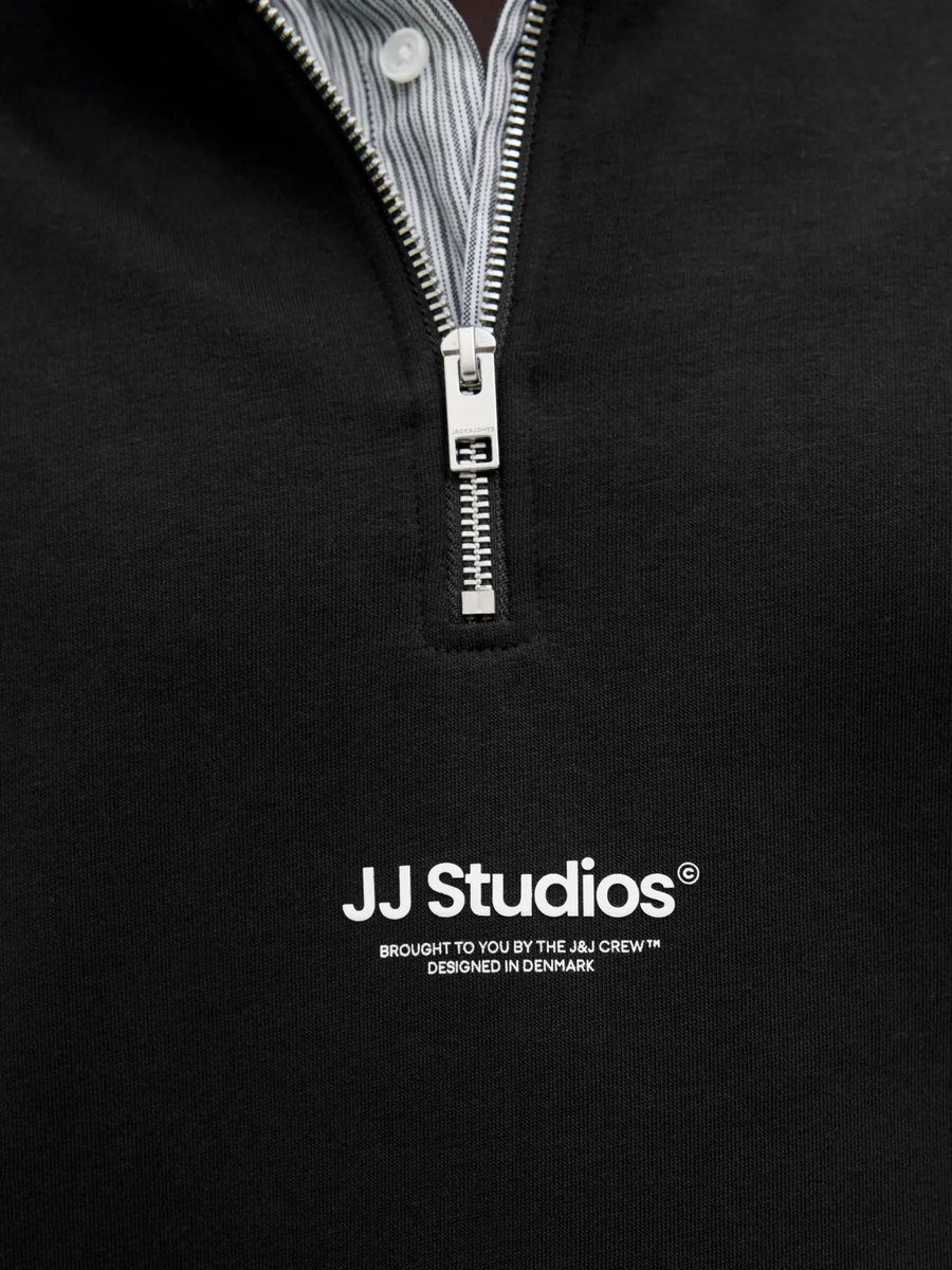 Felpa Jack & Jones nero con mezza zip 12278793 Black Jack & Jones 