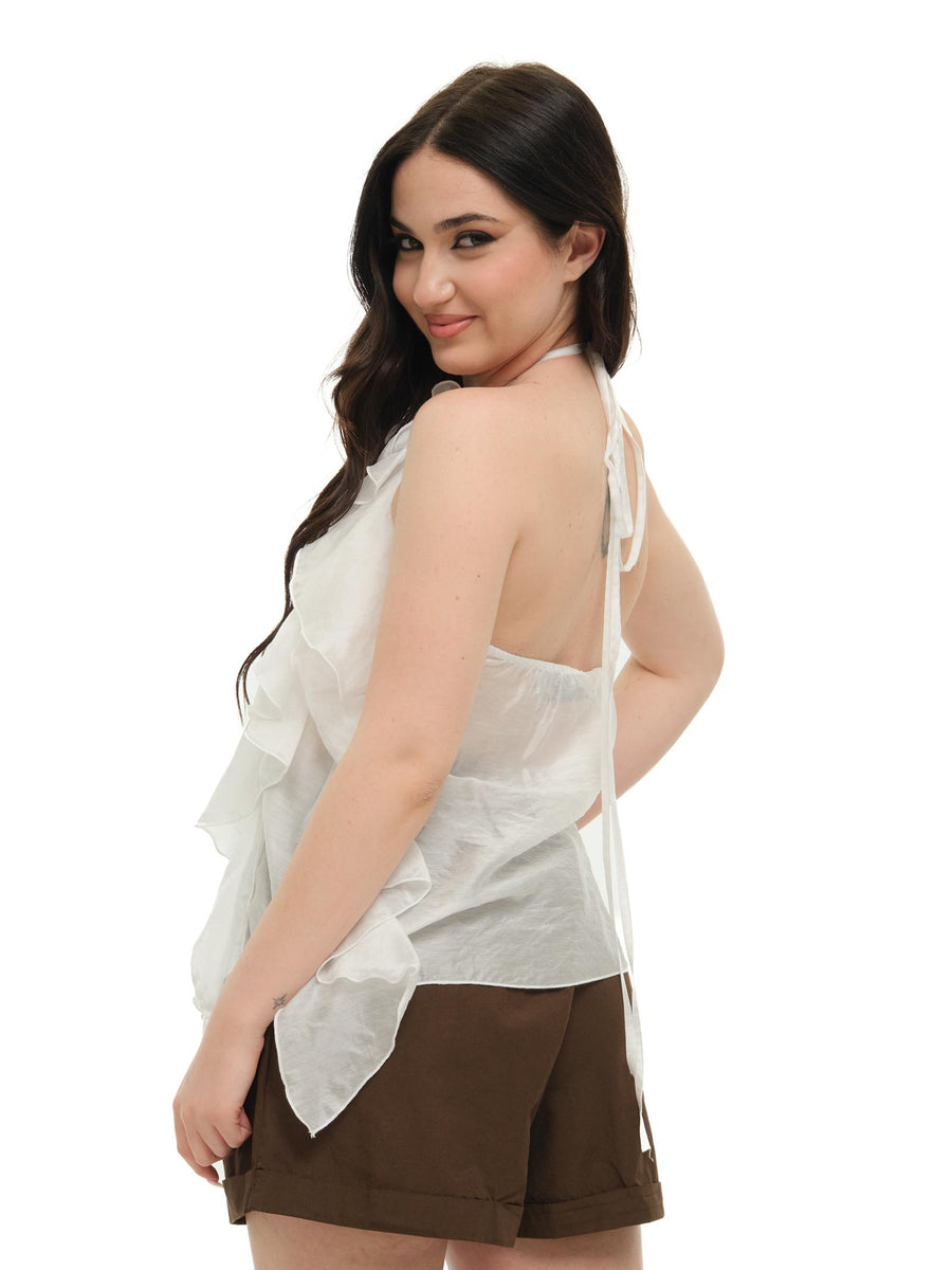 Top Haveone bianco con volant RMA-N098 BIA Haveone 