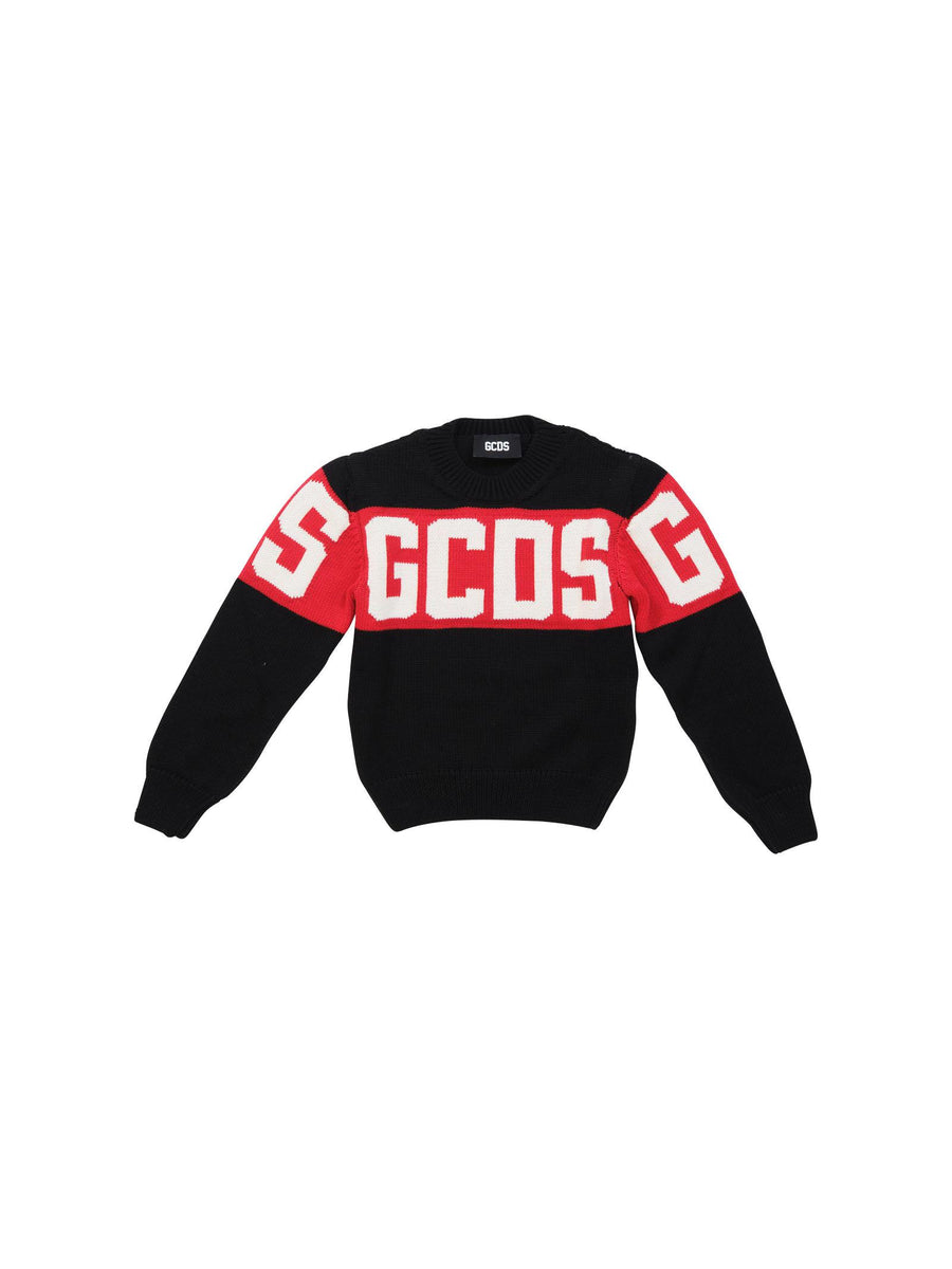 Maglione Gcds nero con banda orizzontale rossa U1526BA7 99 GCDS 