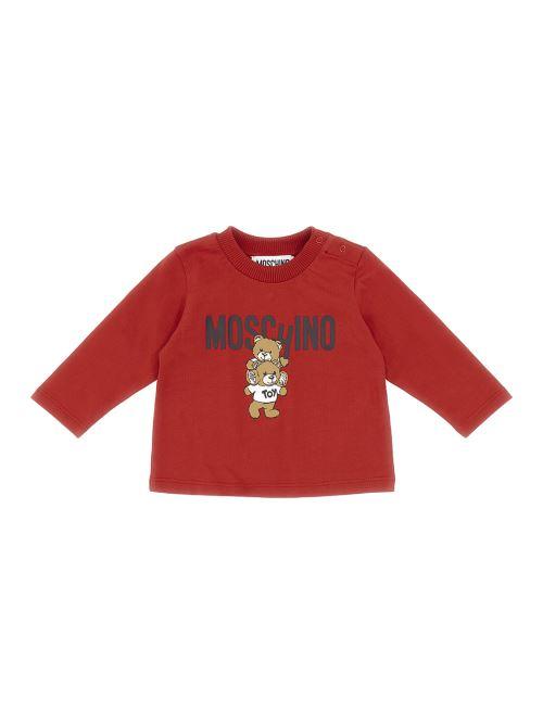 Maglia manica lunga con teddy e logo lettering MMO00RLAA01 50307 Moschino 