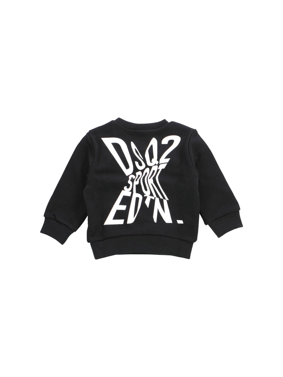 Felpa nera con interno garzato e stampe bianche DQ2546D003G DQ900 Dsquared 