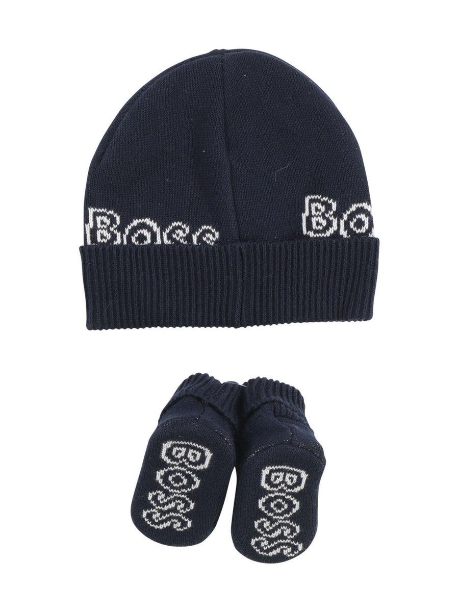 Set cappello e babbucce blu J98386 MARINE Boss 