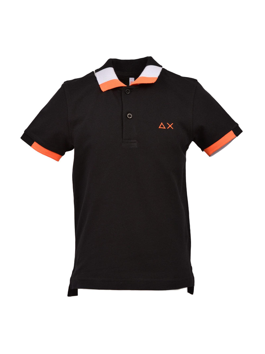 Polo nera con ricamo arancio A32321 11 Sun68 