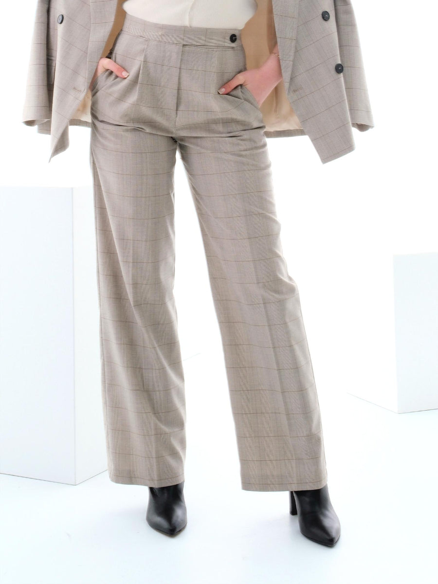 Pantalone a quadri Vicolo con pieghe beige TD0110 GRI Vicolo 