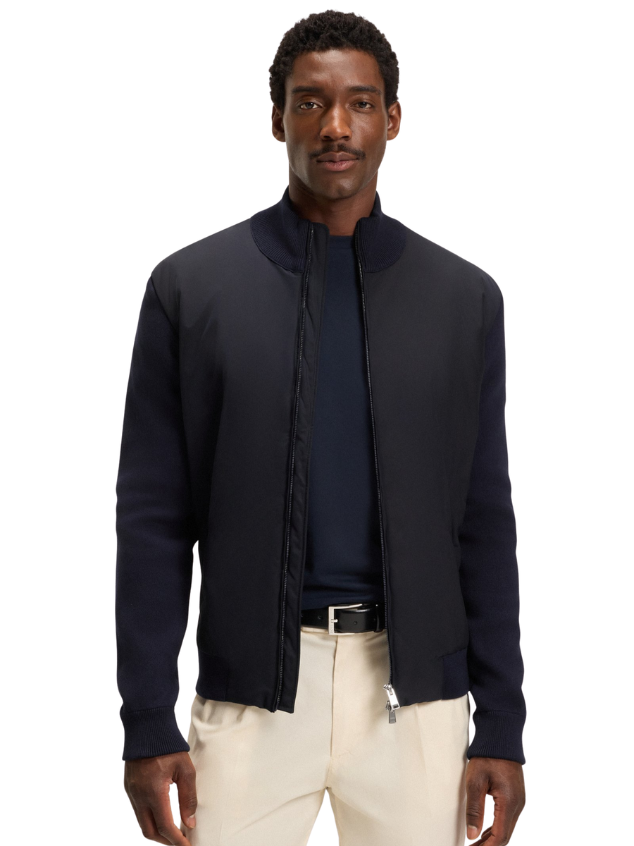 Giubbino Boss blu navy con inserti a costine 50543136 404 Boss 