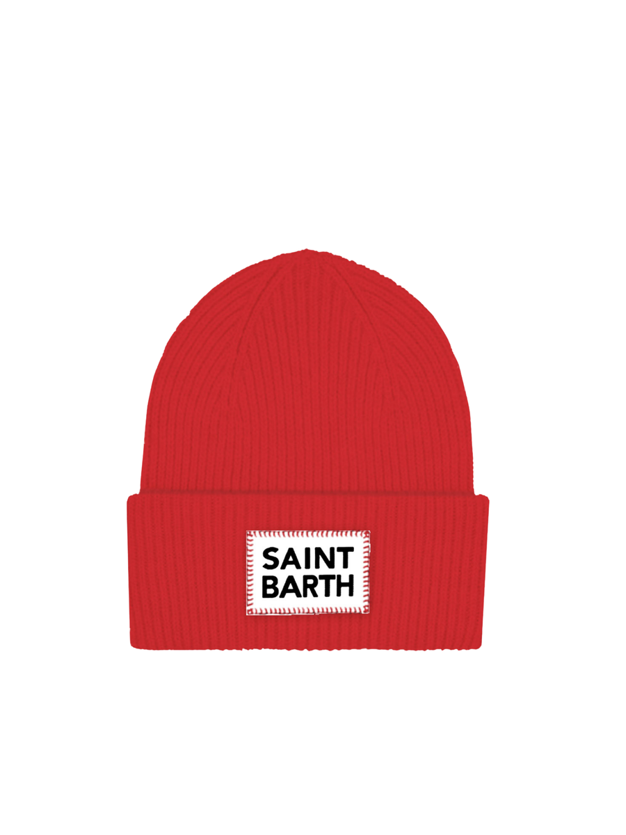 Berretto Saint Barth rosso con risvolto e patch con logo BRR0003 01435G MC2 SAINT BARTH 