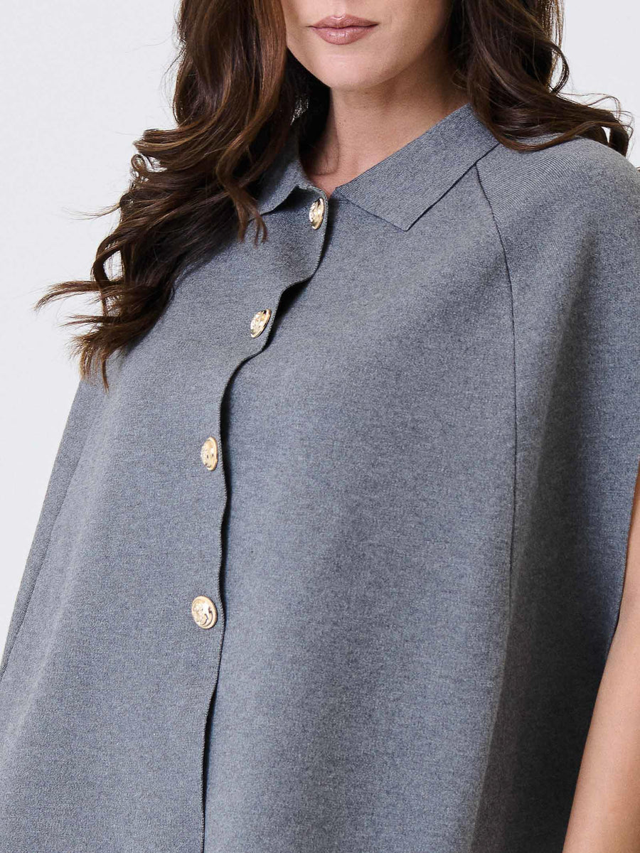 Mantella a campana Kontatto grigia con bottoni gioiello 3M0940C GRIGIO kontatto 