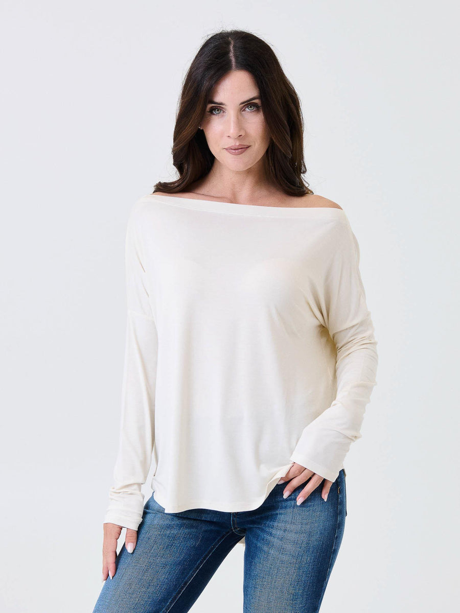 Maglia a maniche lunghe Kontatto avorio con scollo a barca MR5003C AVORIO kontatto 