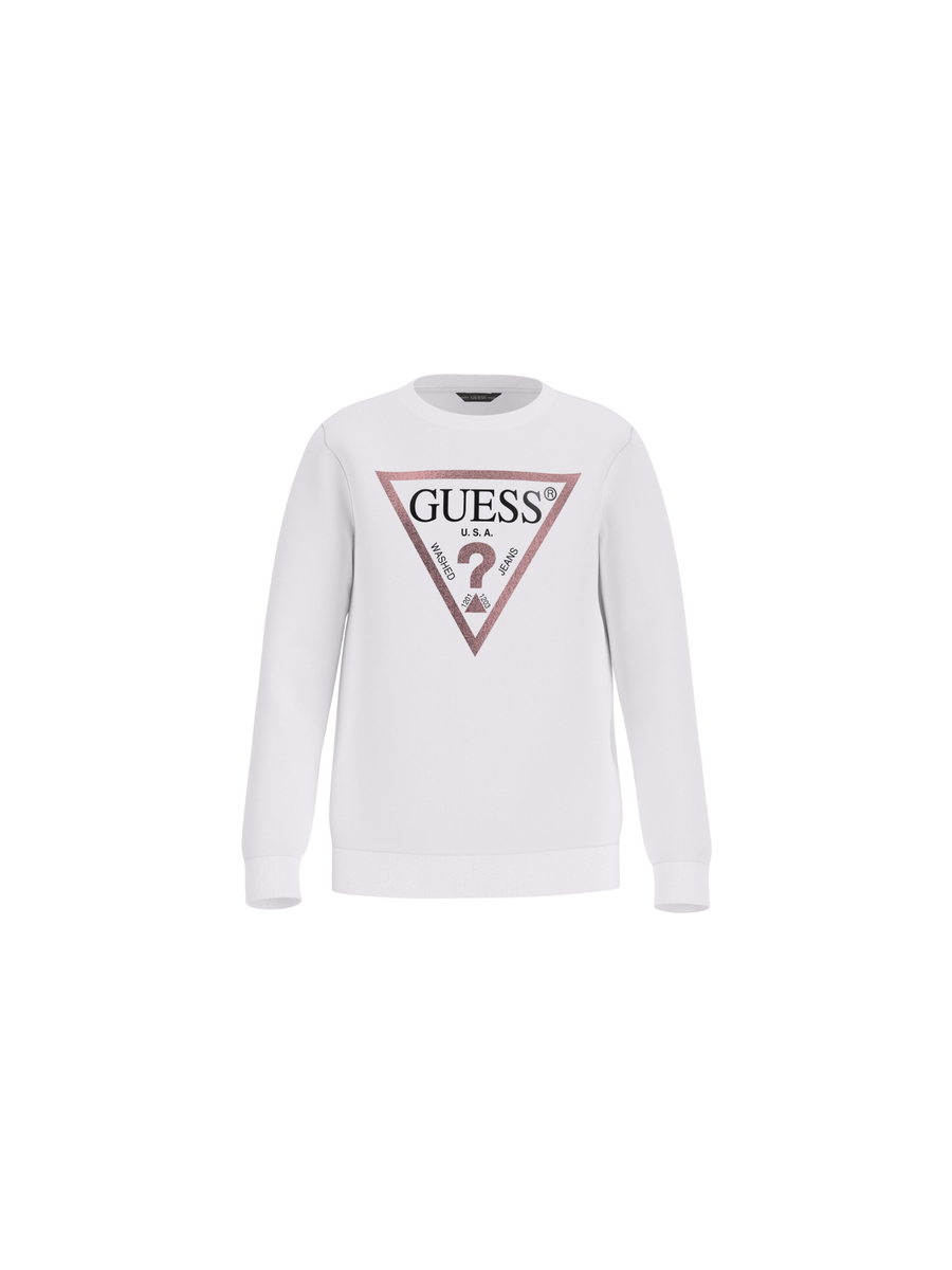 Felpa Guess bianca con maxi logo rosa J74Q10KAUG0 G011 Guess 