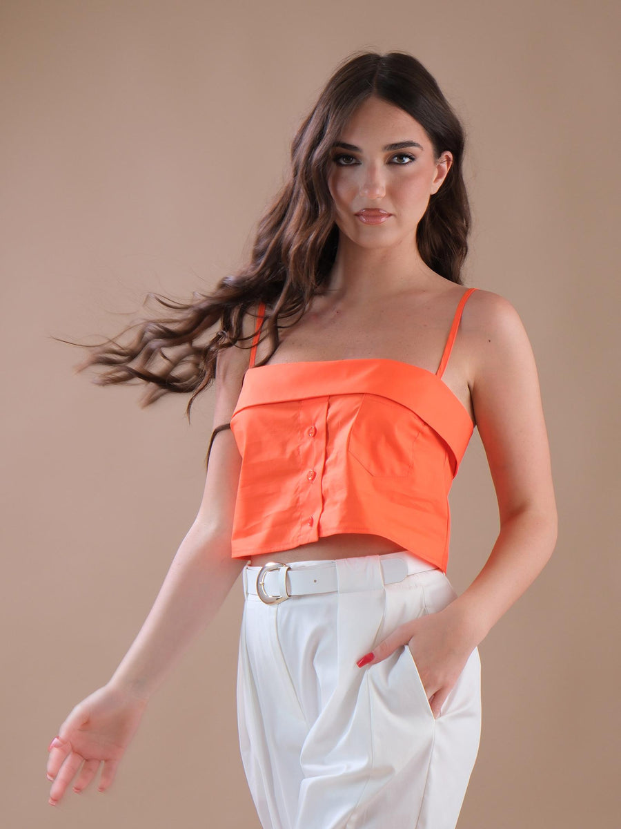 Crop top arancio mood camicia con bratella RGD5HTP ARANCIO Imperial 