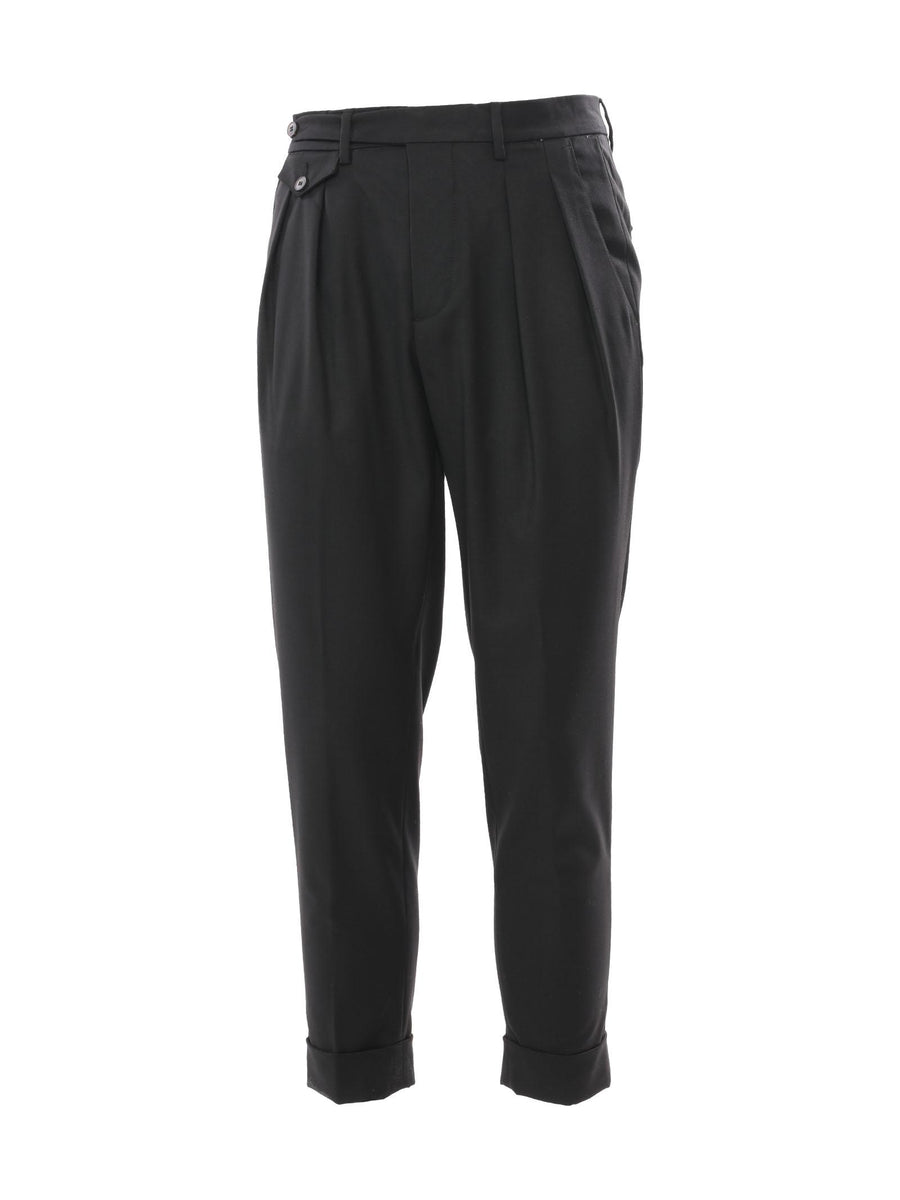 Pantalone nero Tk con doppia pence SINGAPORE7970 NE RAYURES NOIR 