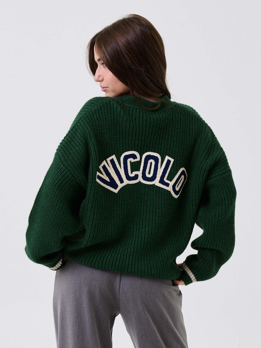 Cardigan Vicolo verde con patch in rilievo 55072F VERDE Vicolo 