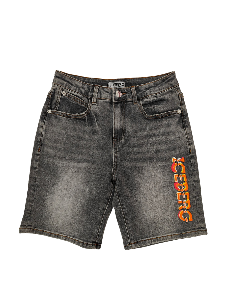 Bermuda in denim Iceberg grigio con logo arancione BMICE5104J GRIGIO Iceberg 