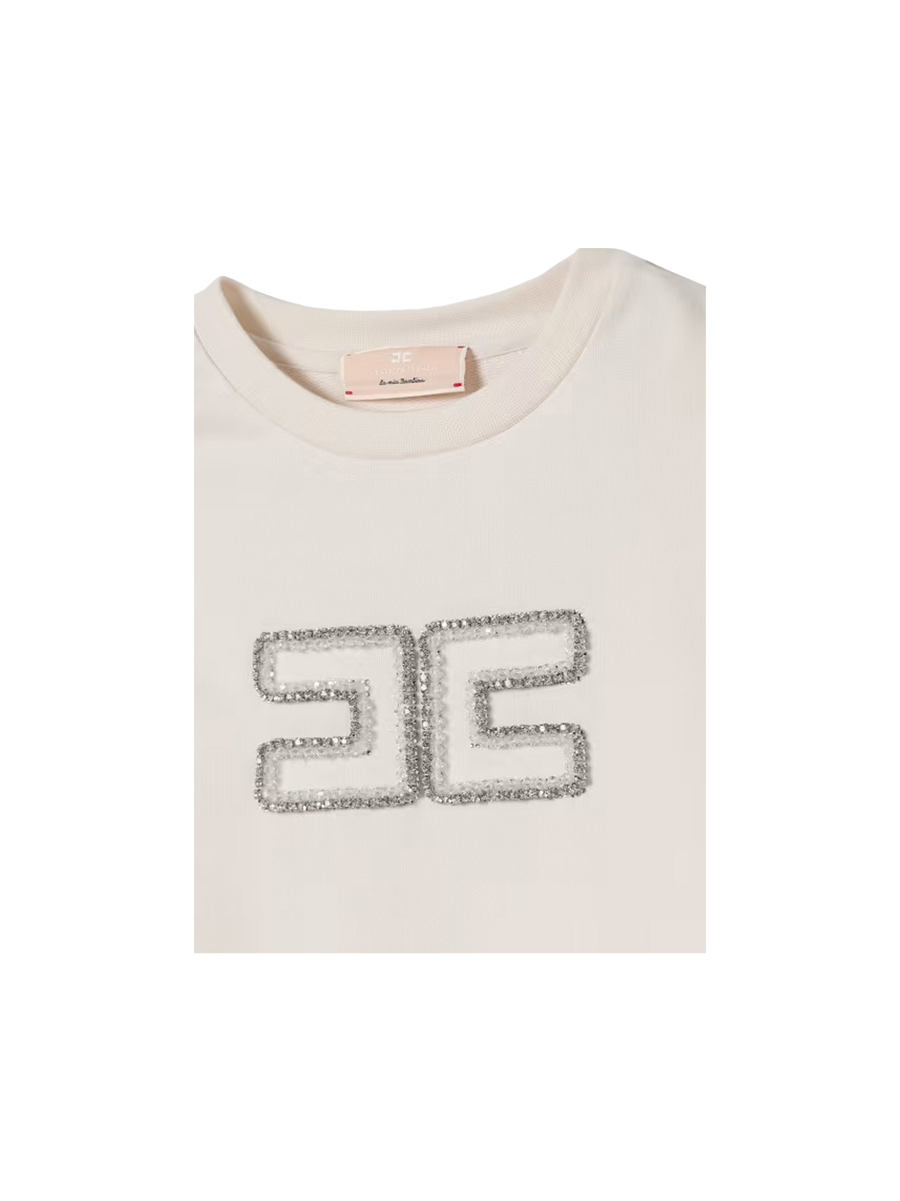 Felpa Elisabetta Franchi bianca con logo EFFE151 0075 Elisabetta Franchi 