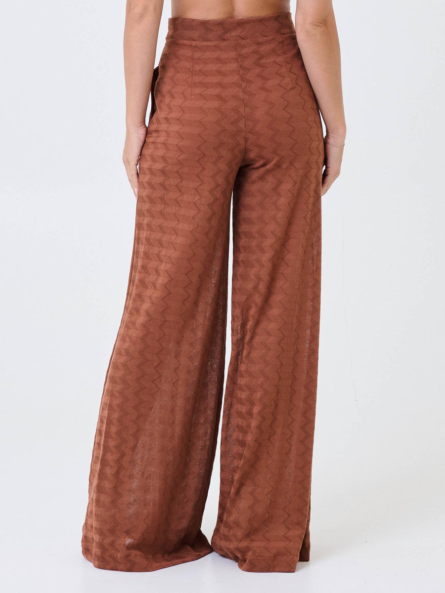 Pantalone a palazzo Pho Firenze ruggine in jacquard zig-zag 5424019 SIERRA PHO FIRENZE 