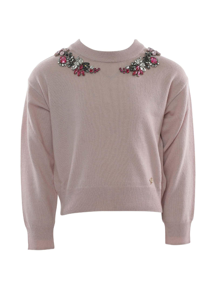 Maglioncino rosa con pietre IF2131MS19N X0454 Miss Blumarine 