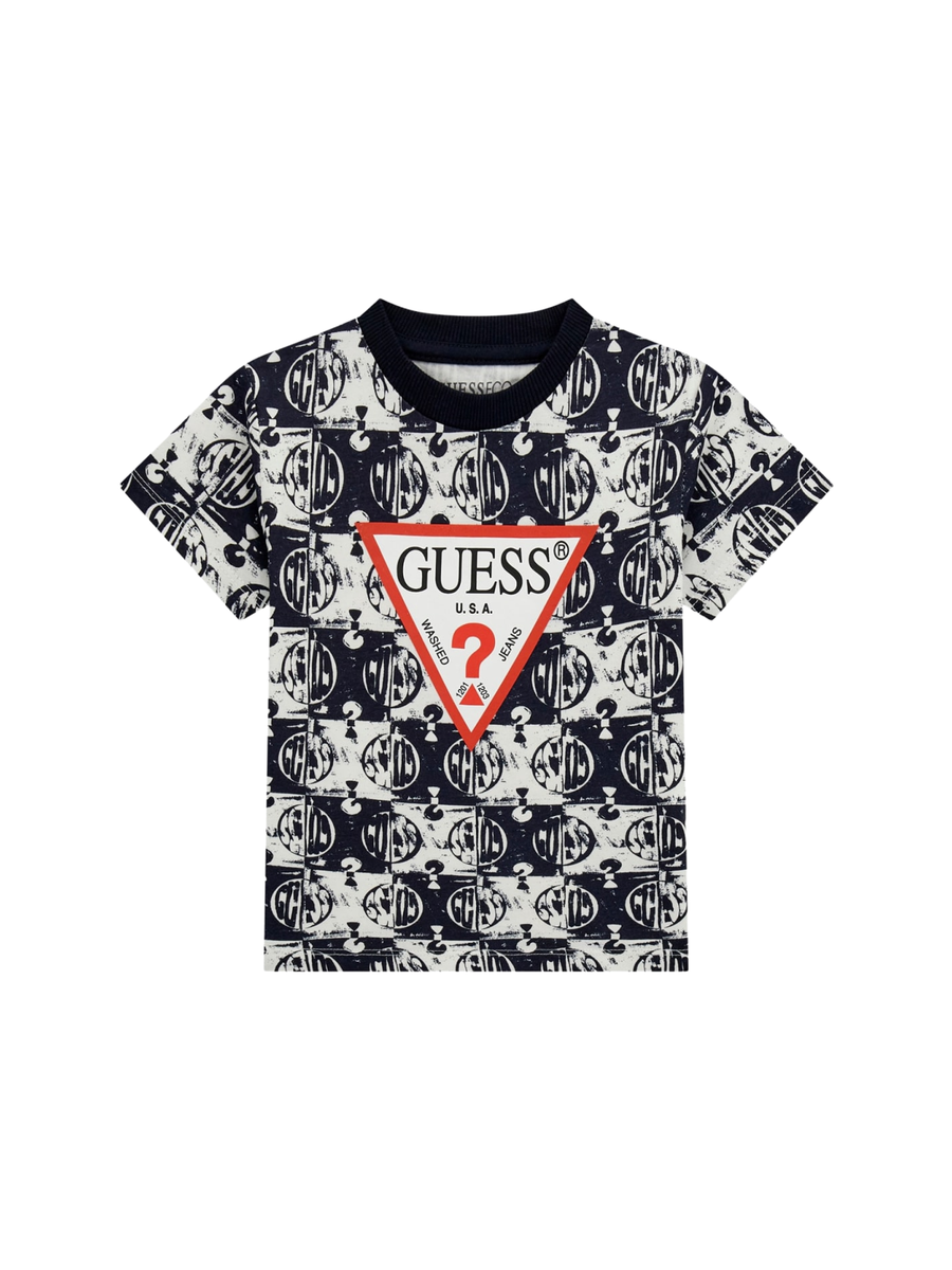 T-Shirt Guess nera stampa all over logo N5GI07K8HM4 P71M Guess 