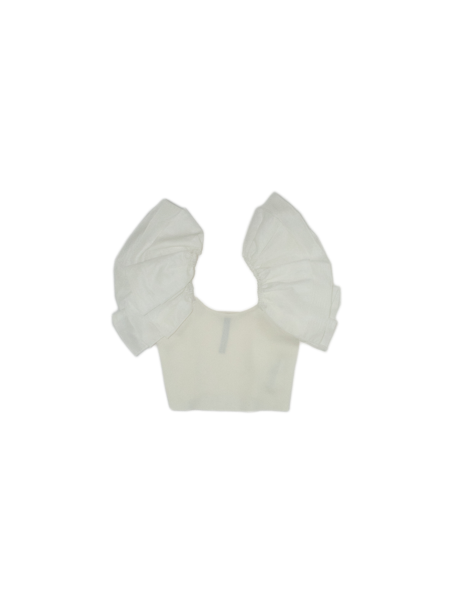 Top bianco latte manica ampia volant MG2653 LATTE Manila Grace 