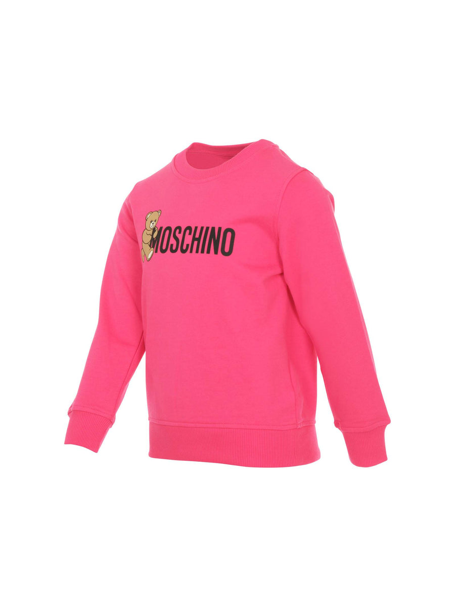 Felpa Moschino fucsia con stampa teddy logo frontale HPF08V 50541 Moschino 